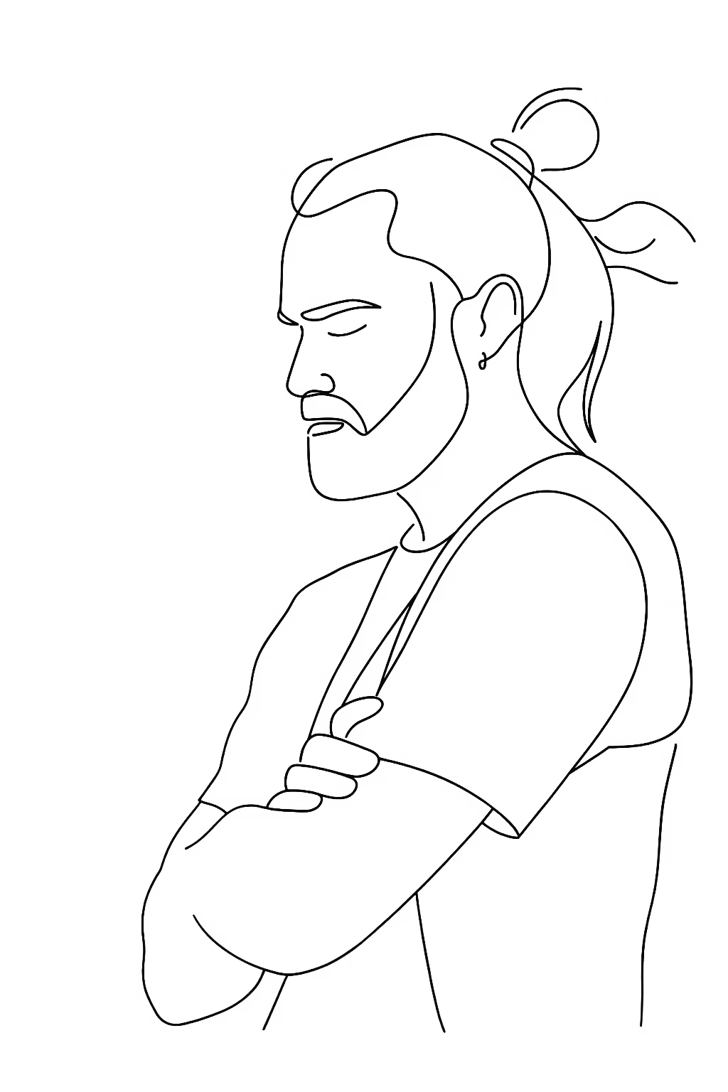 Lineart einer nachdenklichen Figur